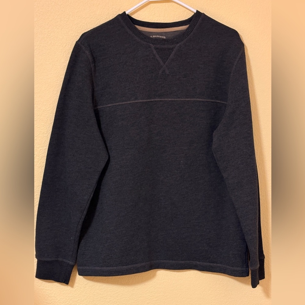 G.H. Bass & Co Men Sweatshirt Top Charcoal Gray Fleece Crewneck M
